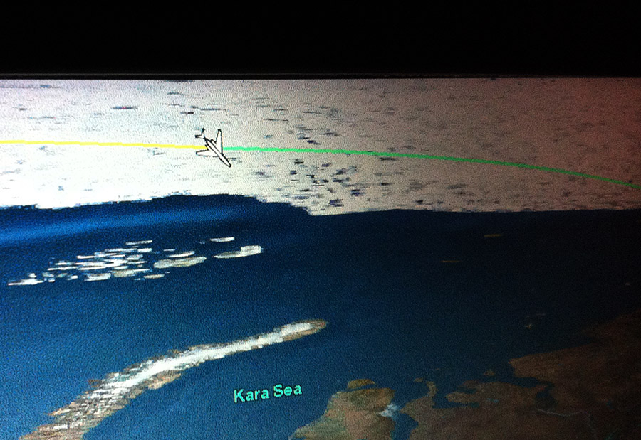 Flying sideways over the Kara Sea